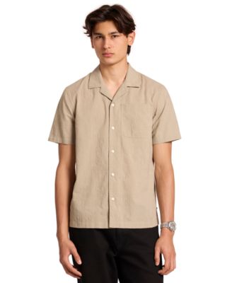Men's Embroidered Camp Collar Short-Sleeve Shirt