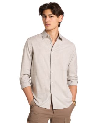 Men's Check-Print Long-Sleeve Cotton Shirt