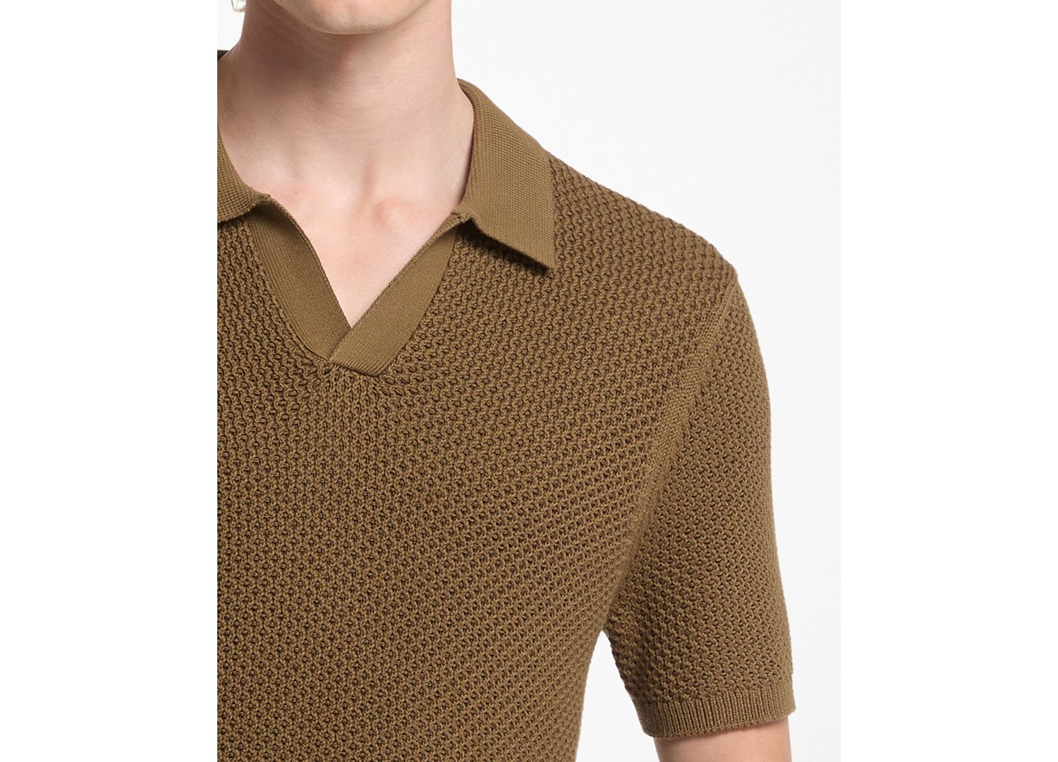Men's Textured Johnny Collar Polo Shirt