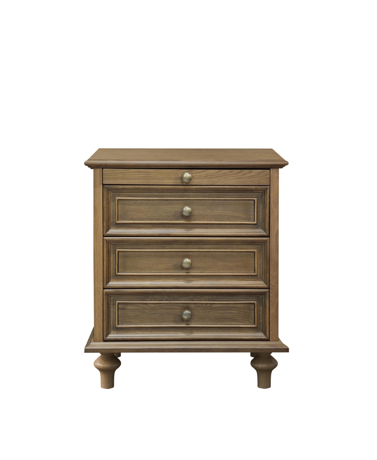 Flynama Farmhouse Nightstand, 4 Drawers and Pull-Out Tray Wood Side Table
