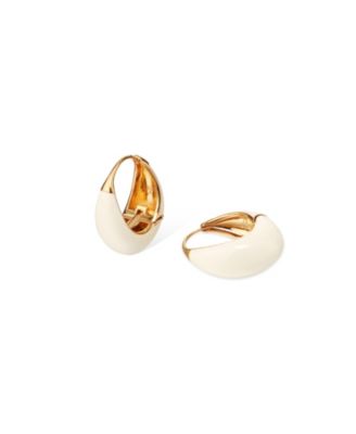 White Drop Hoop Earrings