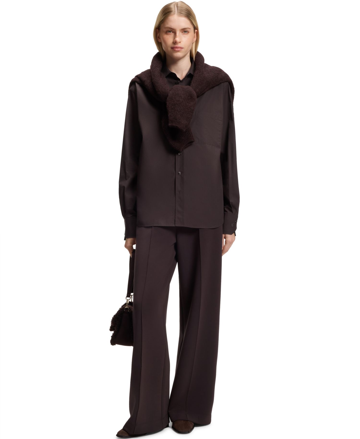 BOSS by Women's Oversized-Fit Point Collar Blouse
