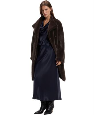 BOSS by Women's Relaxed-Fit Stand Collar Teddy Coat