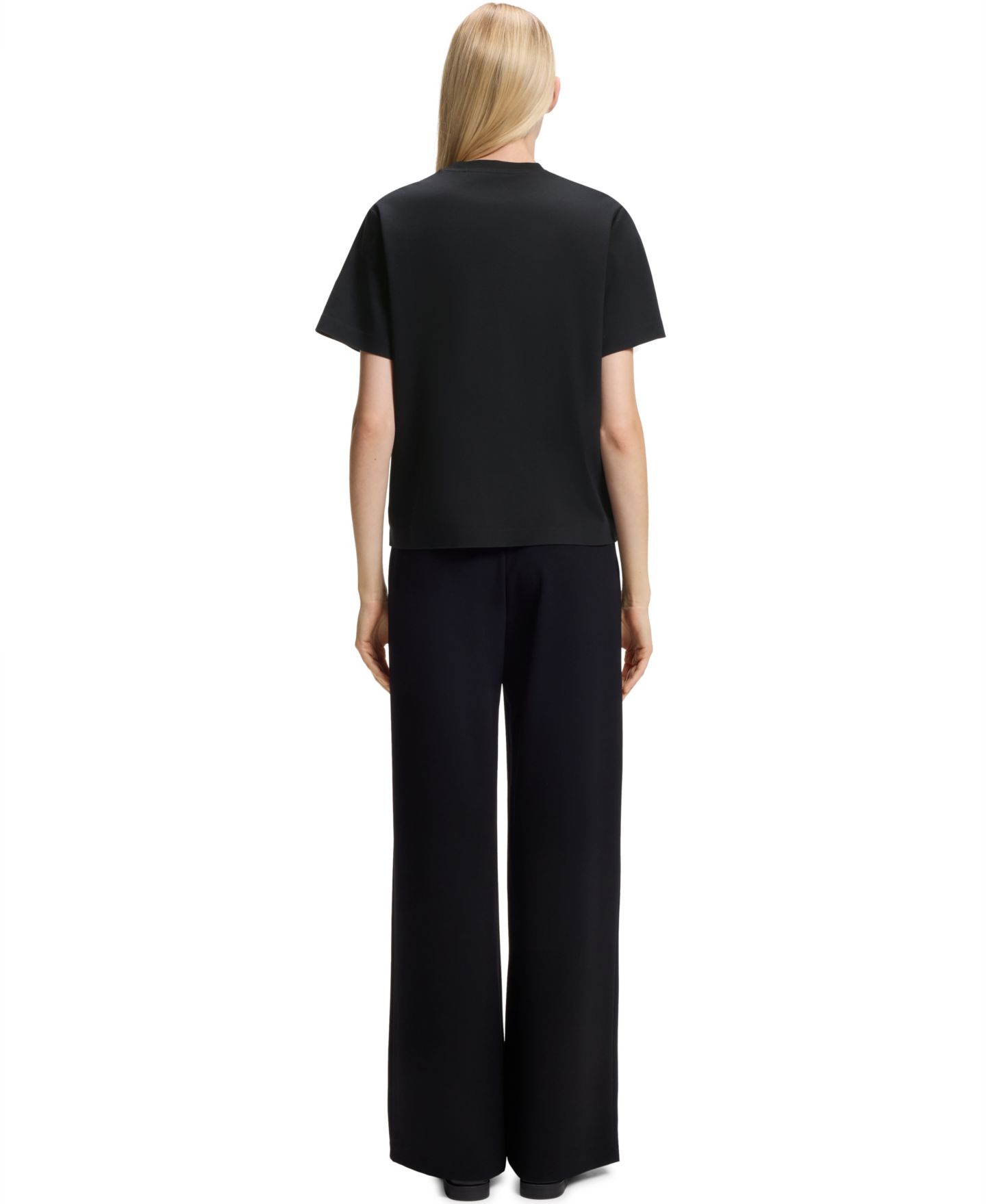 Женская футболка Hugo Boss BOSS by Relaxed-Fit Monogram Heavyweight Cotton Sequin-Embroidered, цвет: Чёрный — фото 3