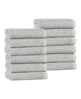 Destin Viscose Blend Absorbent Quick Dry Solid Ribbed Design 12-Piece Washcloth Set