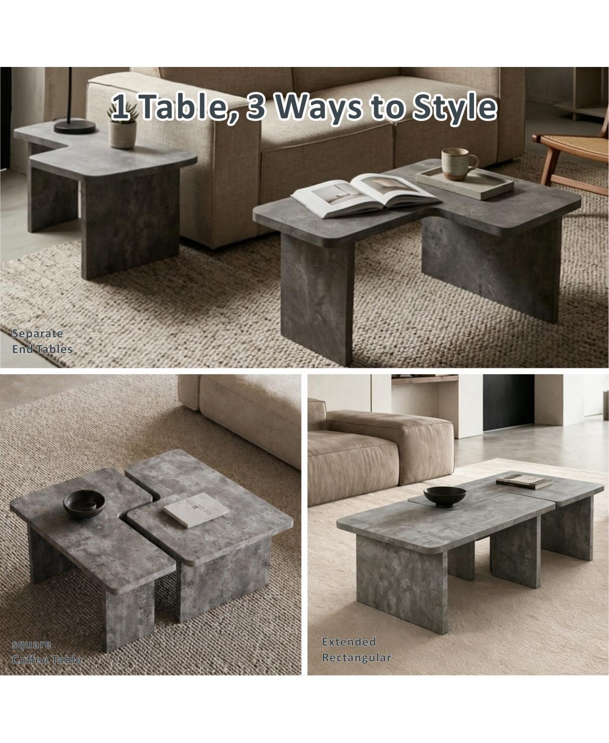Streamdale Furniture Modular Concrete Coffee Table Set of 2