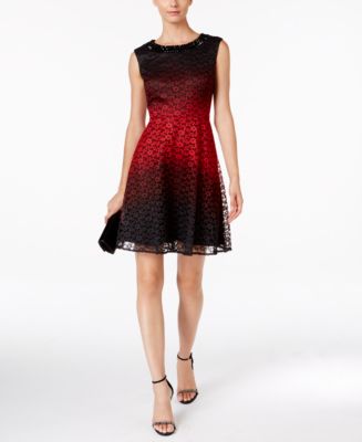 Sandra Darren Lace Fit & Flare Dress - Macy's