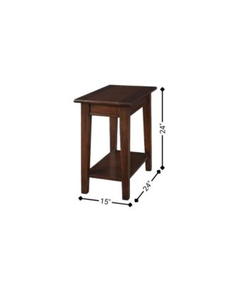 Brown Rectangular Chairside Table, 24 Inch Mahogany Side Table with Shelf