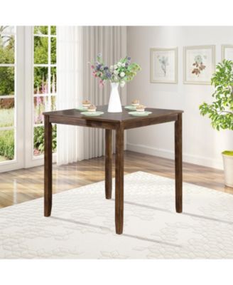 Walnut Counter Height Square Dining Table with Solid Wood Frame