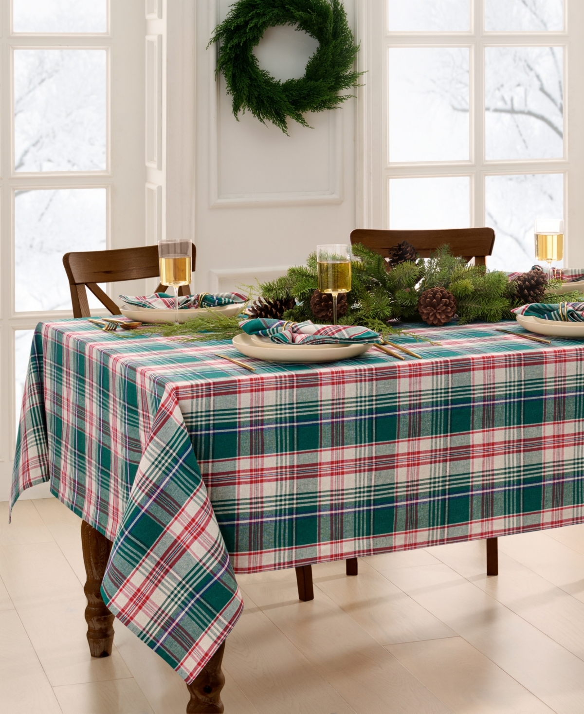 Elrene Holiday Fireside Plaid Tablecloth, 60" X 84" In Multi