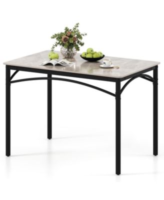 43'' Modern Dining Table for 4 with Large Faux Marble Tabletop Adjustable Foot Pads