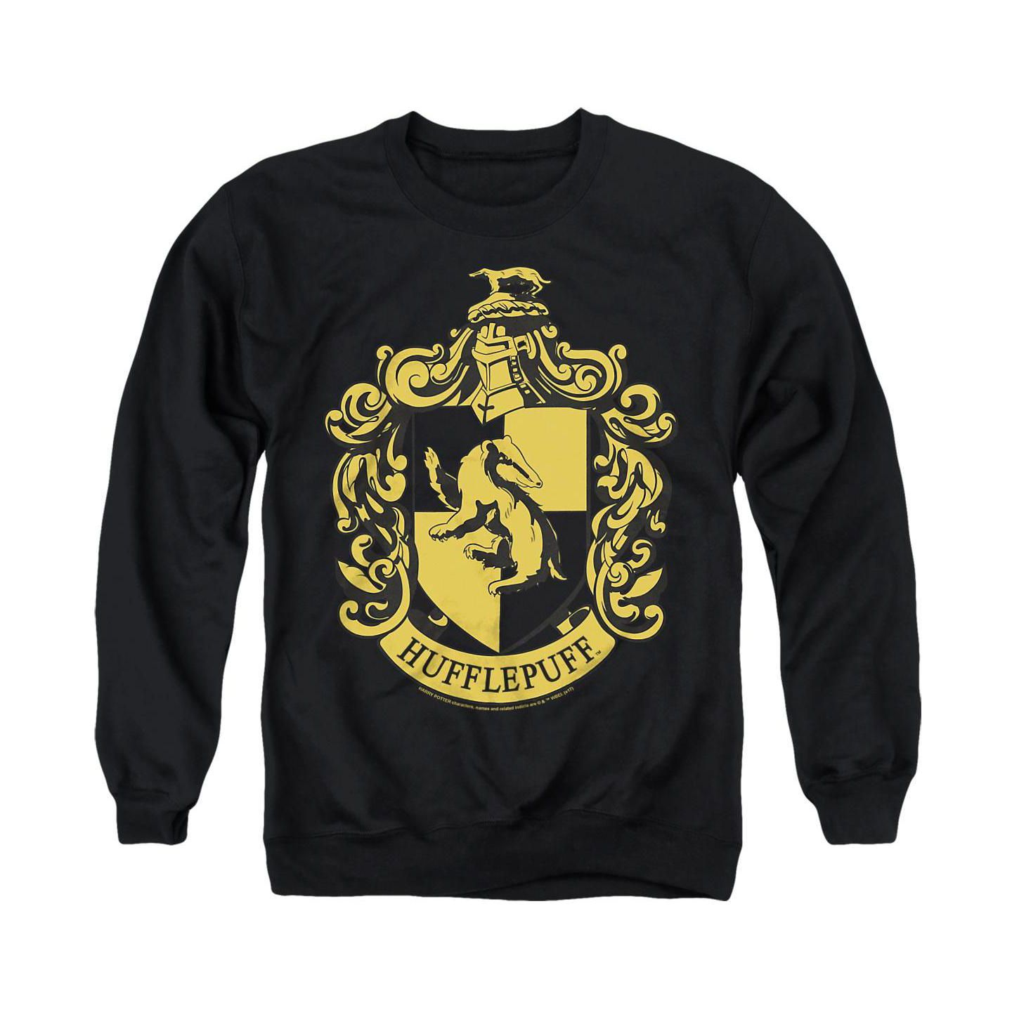 Мужская толстовка Harry Potter Hufflepuff Crest Cotton Crewneck, цвет: Чёрный — фото 1