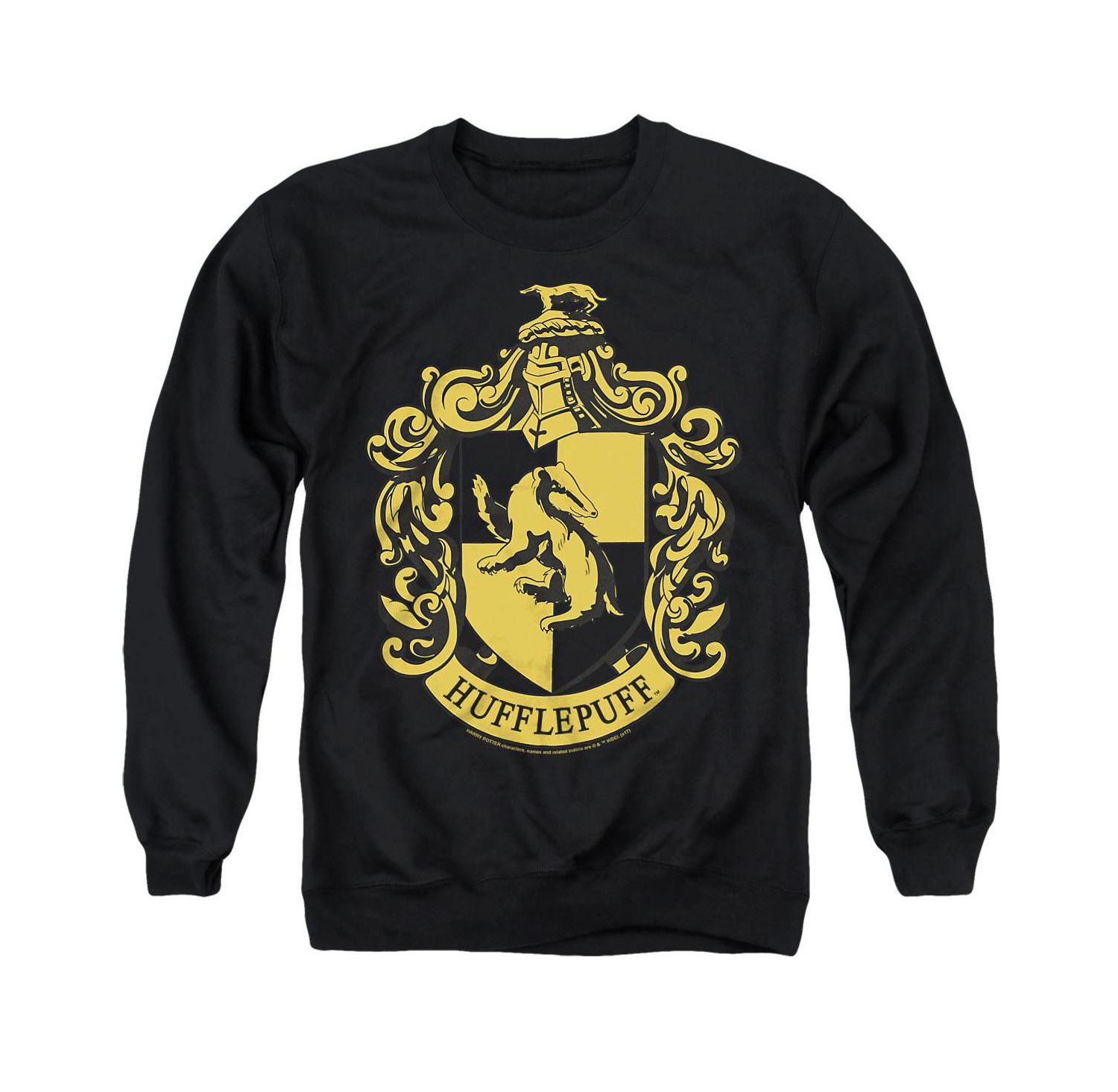 Men's Hufflepuff Crest Cotton Crewneck Sweatshirt