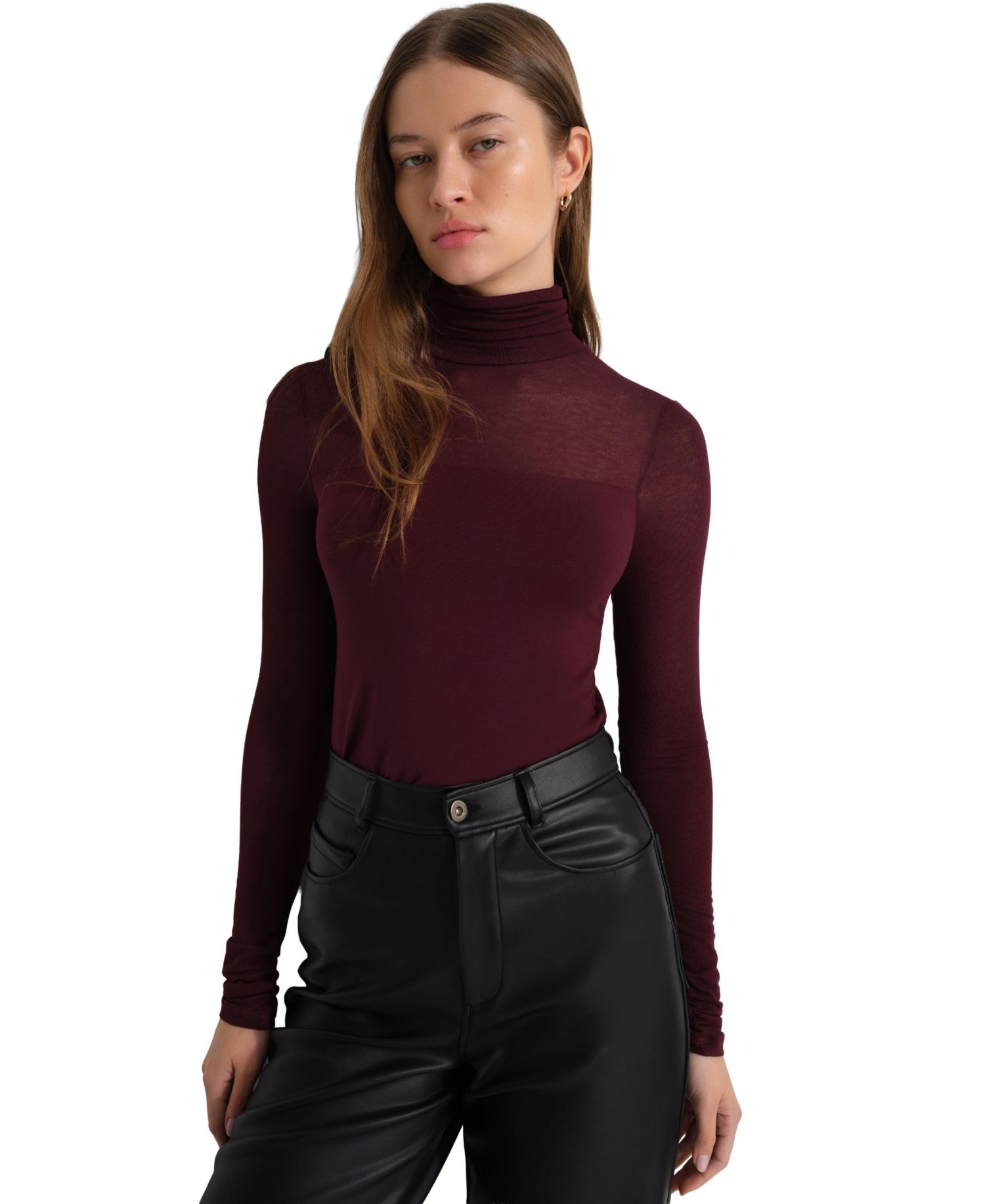 Women's Cara High-Stretch Long-Sleeve Turtleneck Top
