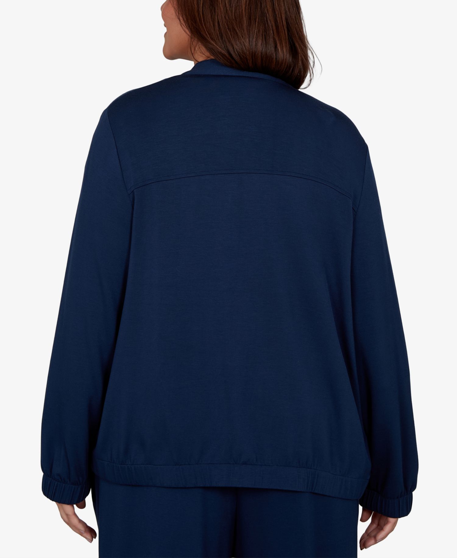 Plus Size Mandarin-Collar Lightweight Stretch Jacket