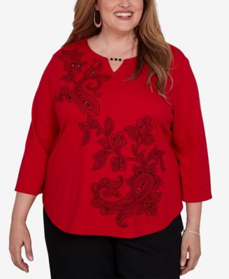 Plus Size Keyhole 3/4-Sleeve Top