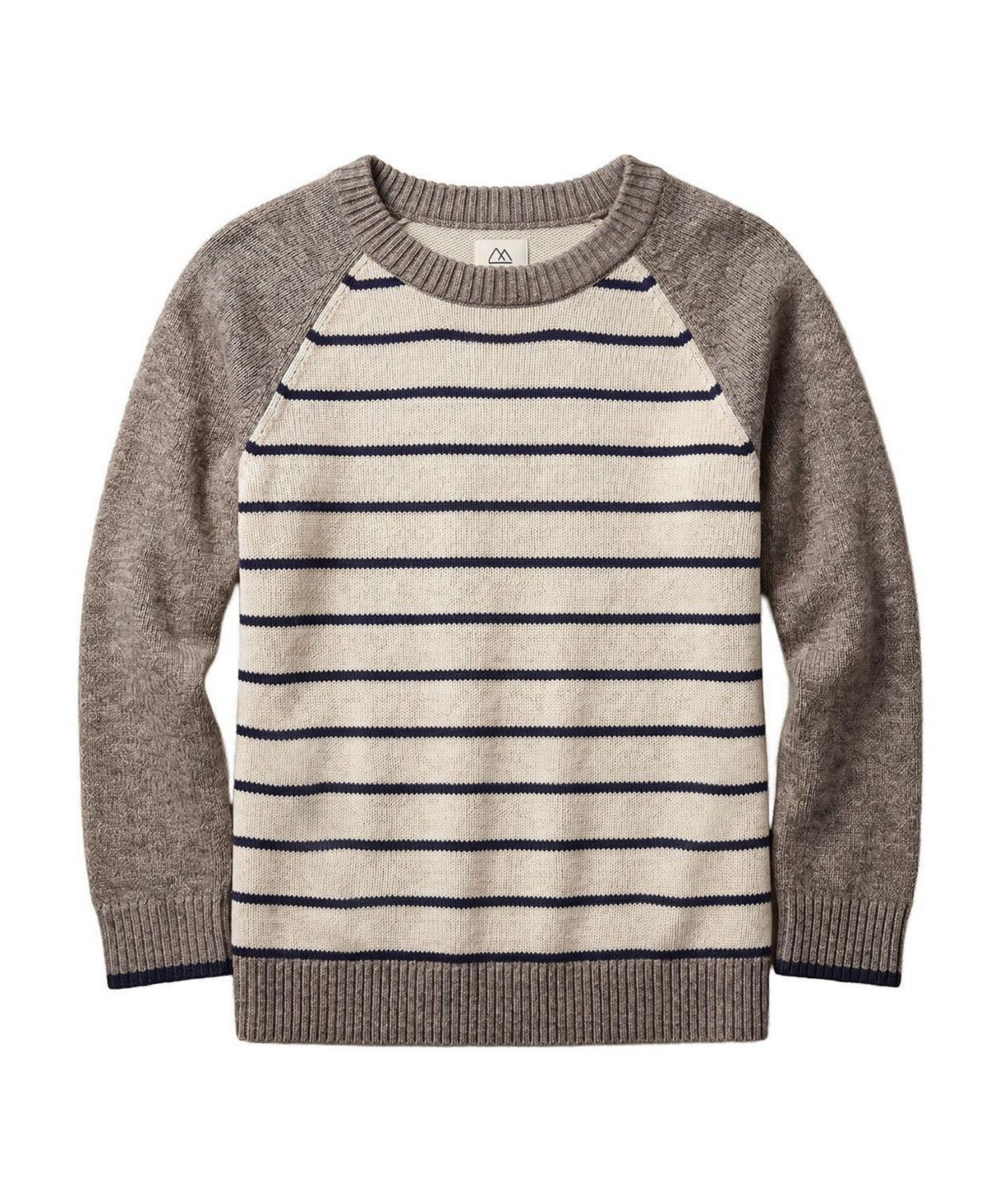 Hope & Henry Little and Big Boys' Organic Long Sleeve Raglan Sweater - Taupe colorblock