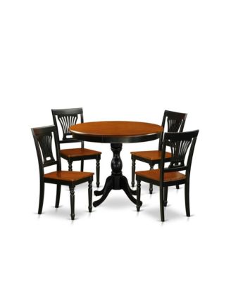 5 Piece Dinette Set Consist of Wood Dining Table and 4 Dining Room Chairs with Slatted Back
