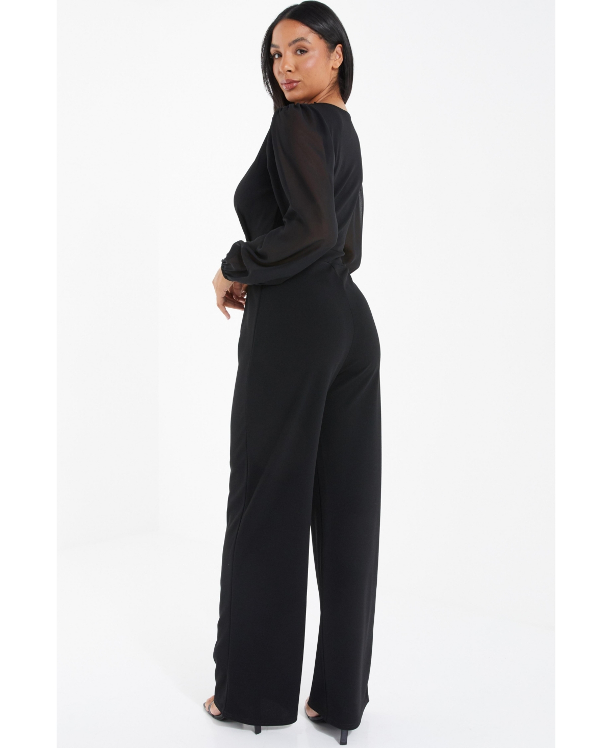 Quiz Women's Black Chiffon Buckle Palazzo Jumpsuit