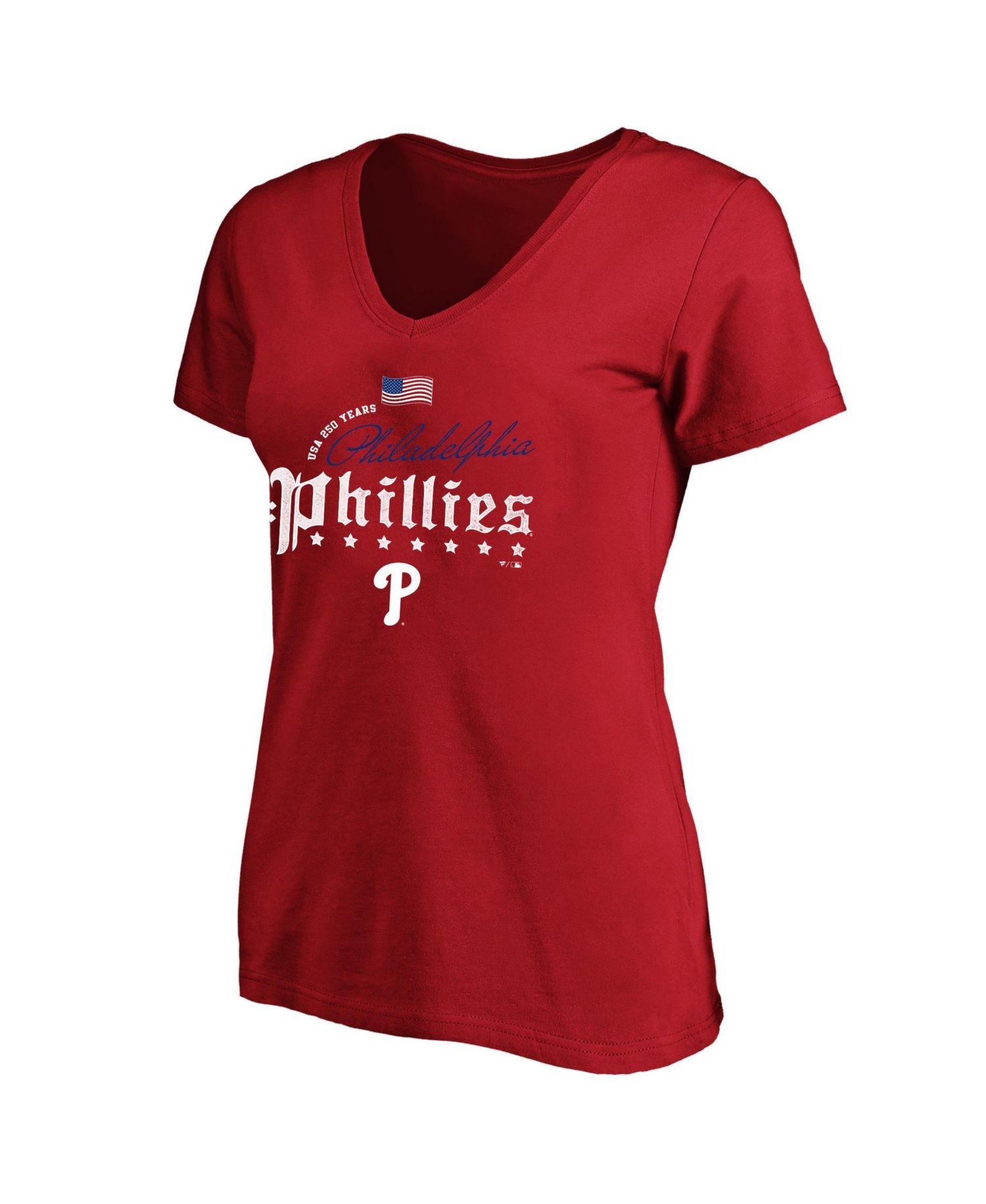 Plus Size Philadelphia Phillies USA 250 Years V-Neck Short-Sleeve T-Shirt