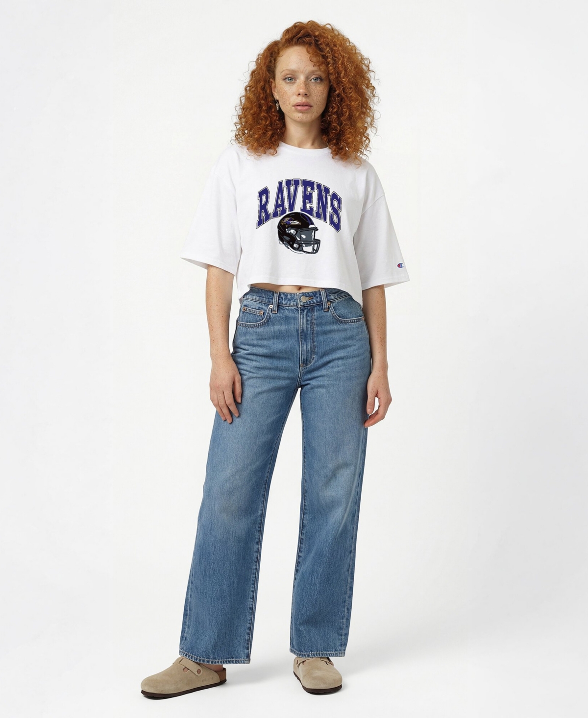 Champion Women's Baltimore Ravens Boyfriend Cropped T-Shirt