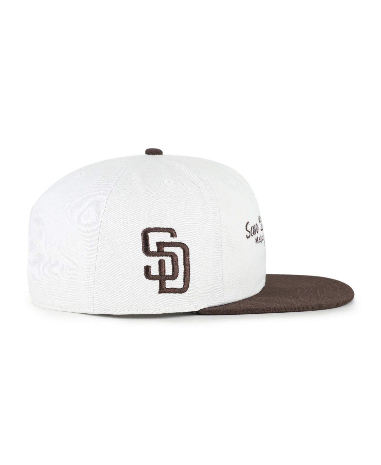 Men's White/Brown San Diego Padres Script Stack Relaxed Captain Snapback Hat