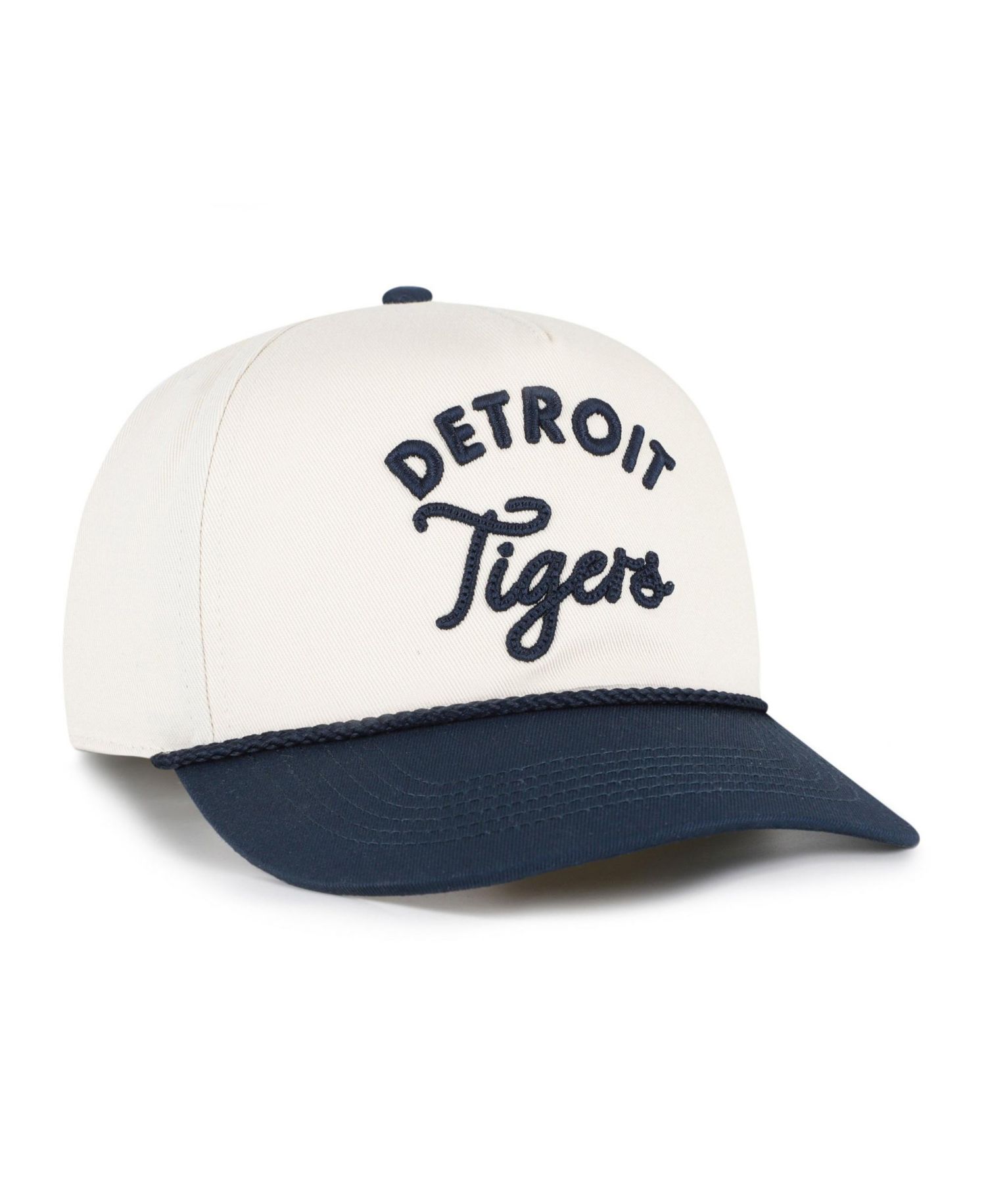Men's Natural/Navy Detroit Tigers Rope Script Hitch Adjustable Hat