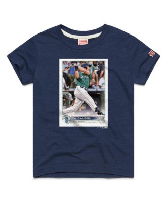 Big Boys and Girls Cal Raleigh Navy Seattle Mariners Topps Baseball Card Tri-Blend T-Shirt