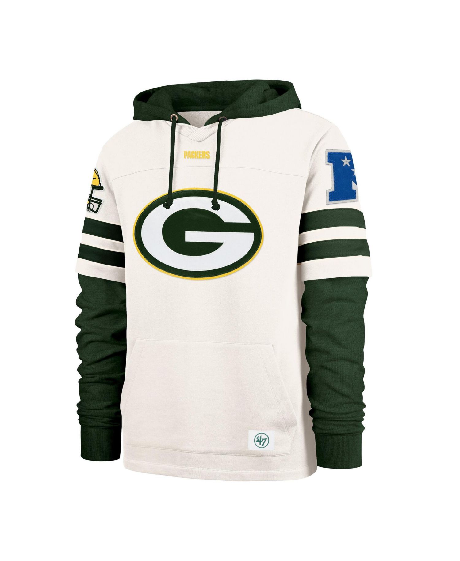 Men's Cream Green Bay Packers Split Zone Cornerback Duo Lacer Hoodie