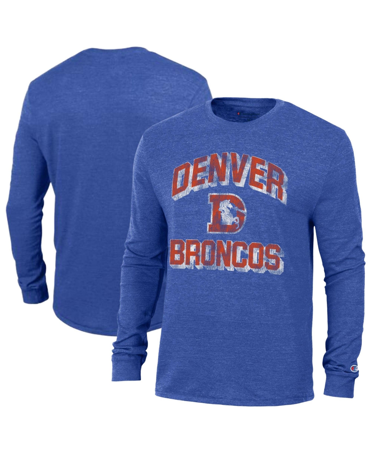 Champion Men's Heather Royal Denver Broncos Ultimate Tri-Blend Long Sleeve T-Shirt