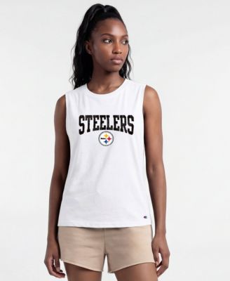 Women's Pittsburgh Steelers Distressed Crewneck Cotton-Blend Tank Top