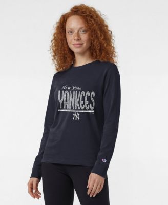 Women's New York Yankees Screen-Print Graphics Long-Sleeve T-Shirt