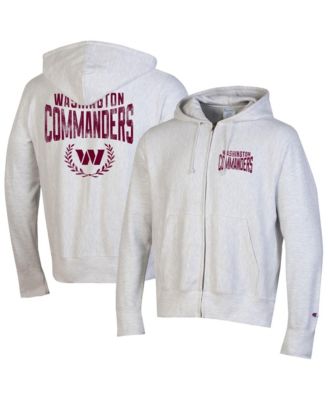 Men's Heather Gray Washington Commanders Reverse Weave Full-Zip Hoodie