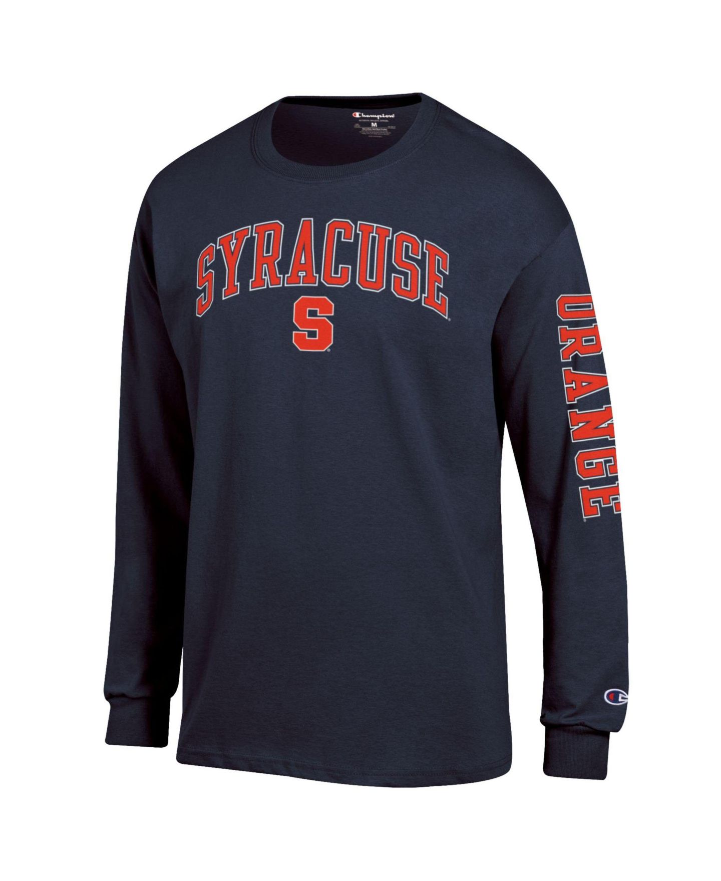 Мужская футболка Champion Syracuse Orange Arch Over Logo 2-Hit Long-Sleeve Crewneck — фото 3