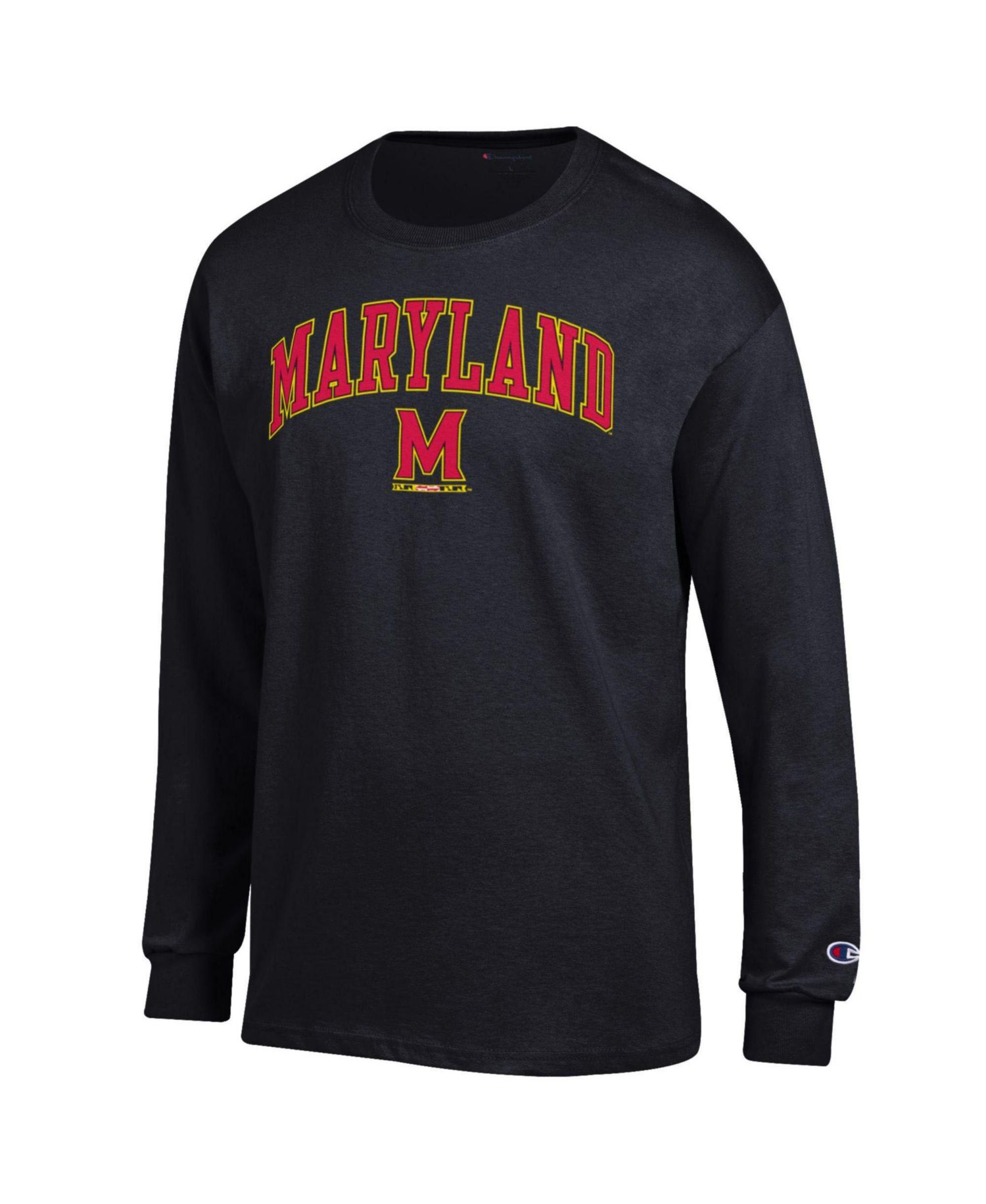 Men's Black Maryland Terrapins Arch Over Logo Long Sleeve T-Shirt