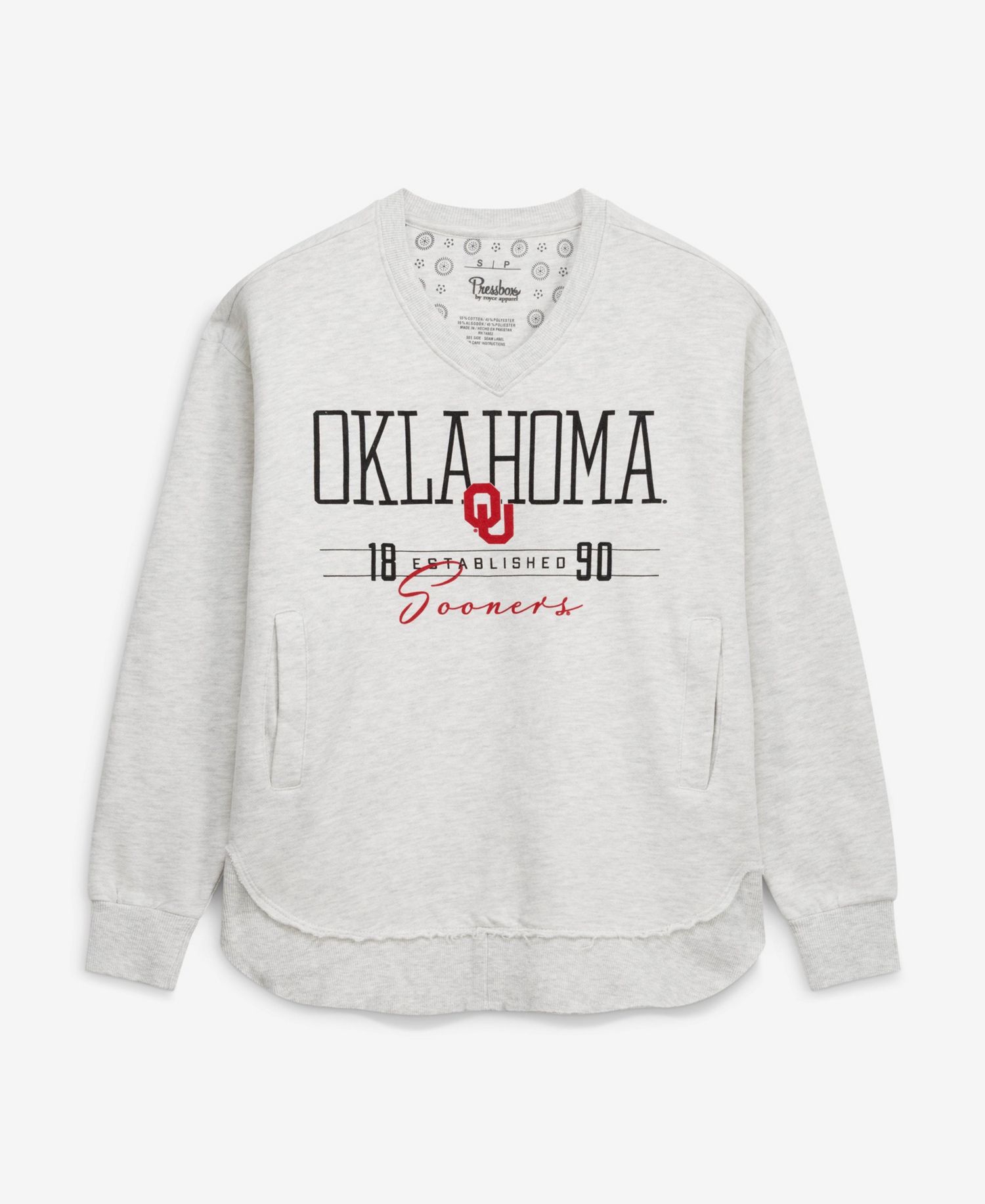 Women's Oklahoma Sooners Marcus East Hall Poncho V-Neck Graphic Pullover Sweatshirt