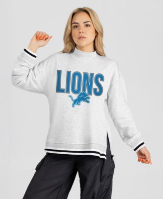 Women's Detroit Lions Rally Point Contrast Stripe Relaxed-Fit Mock Neck Sweatshirt