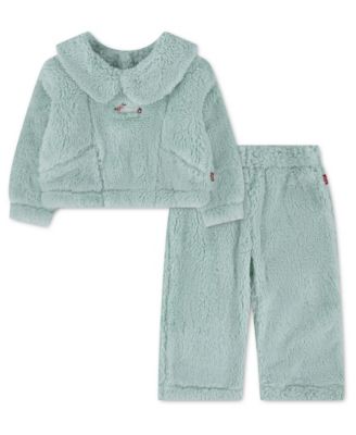 Baby Girls' Plush Sherpa Crewneck Sweatshirt and Pants, 2-Piece Set