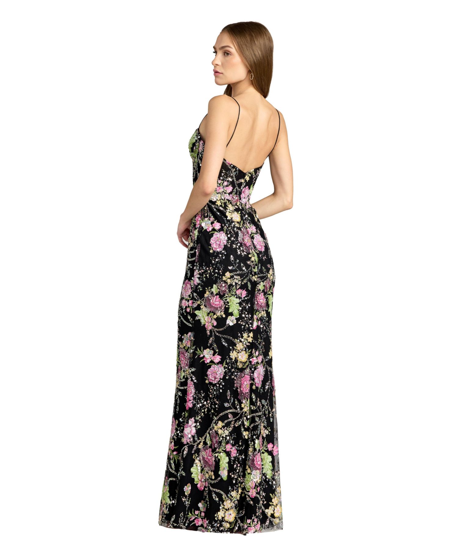 Women's Floral Sequin Gown