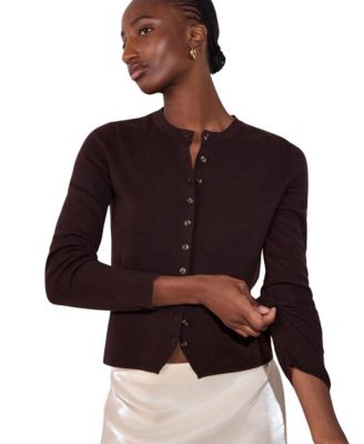 Women's Crew Neck Scarf Cardigan