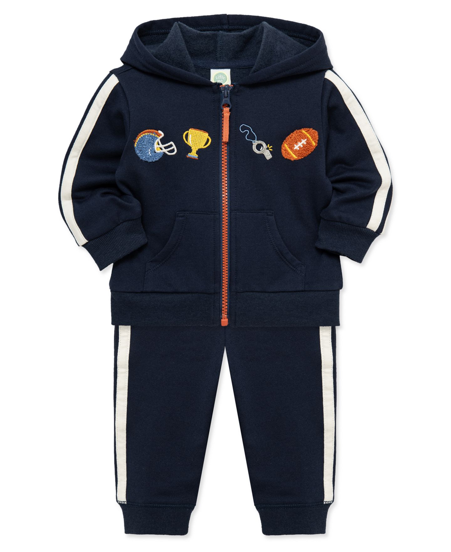Little Me Baby Boys' Football Embroidered Hoodie and Joggers 2-Piece Set, цвет: Синий — фото 5