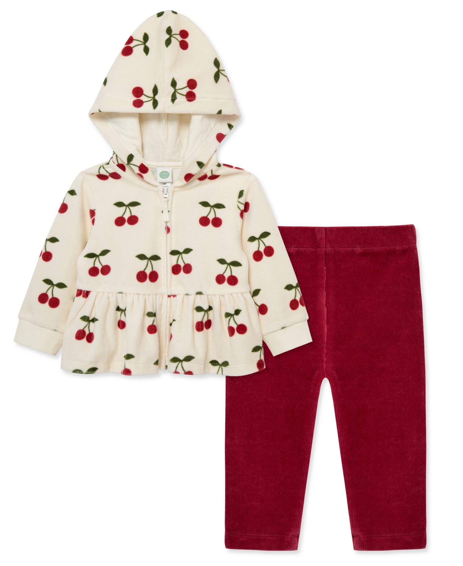 Baby Girls' Cherry Print Hoodie and Pants, 2-Piece Set