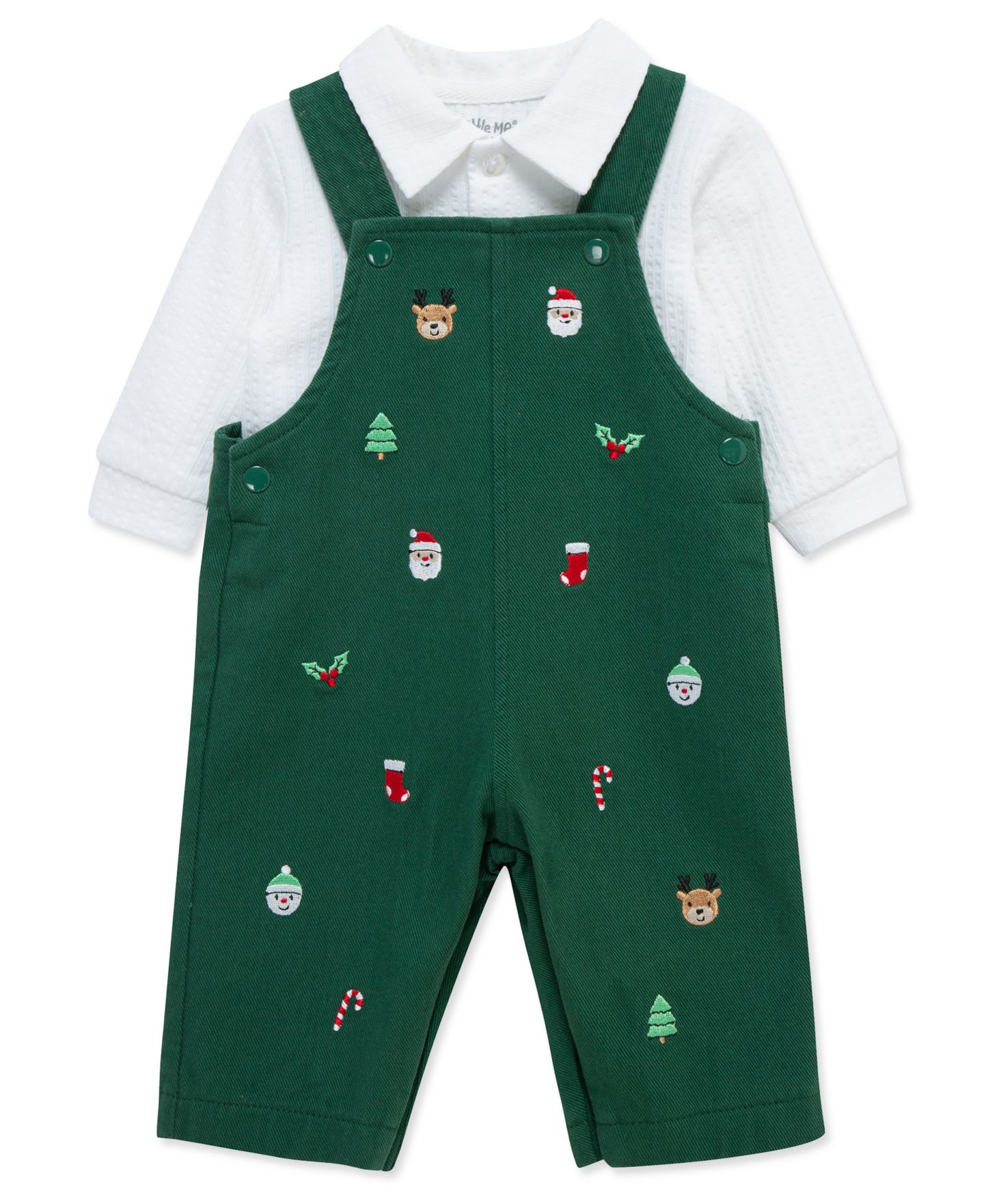 Комплекты Little Me Merry Embroidered Overalls and Polo Shirt, 2-Piece Set для мальчиков-малышей, цвет: Зелёный — фото 3