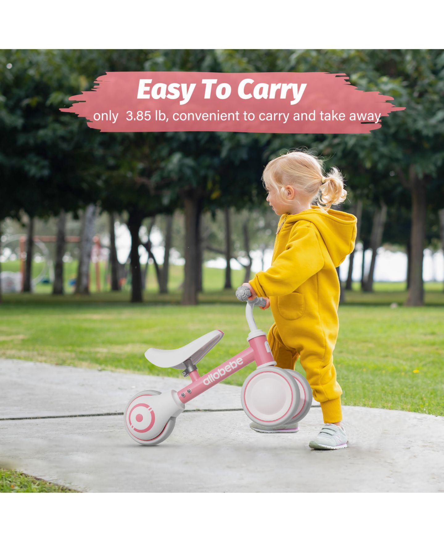 Детская игрушка Allobebe Baby 3-Wheel Balance Bike with Adjustable Seat and Silent Wheels, Ages 1-3, цвет: Красный розовый — фото 7