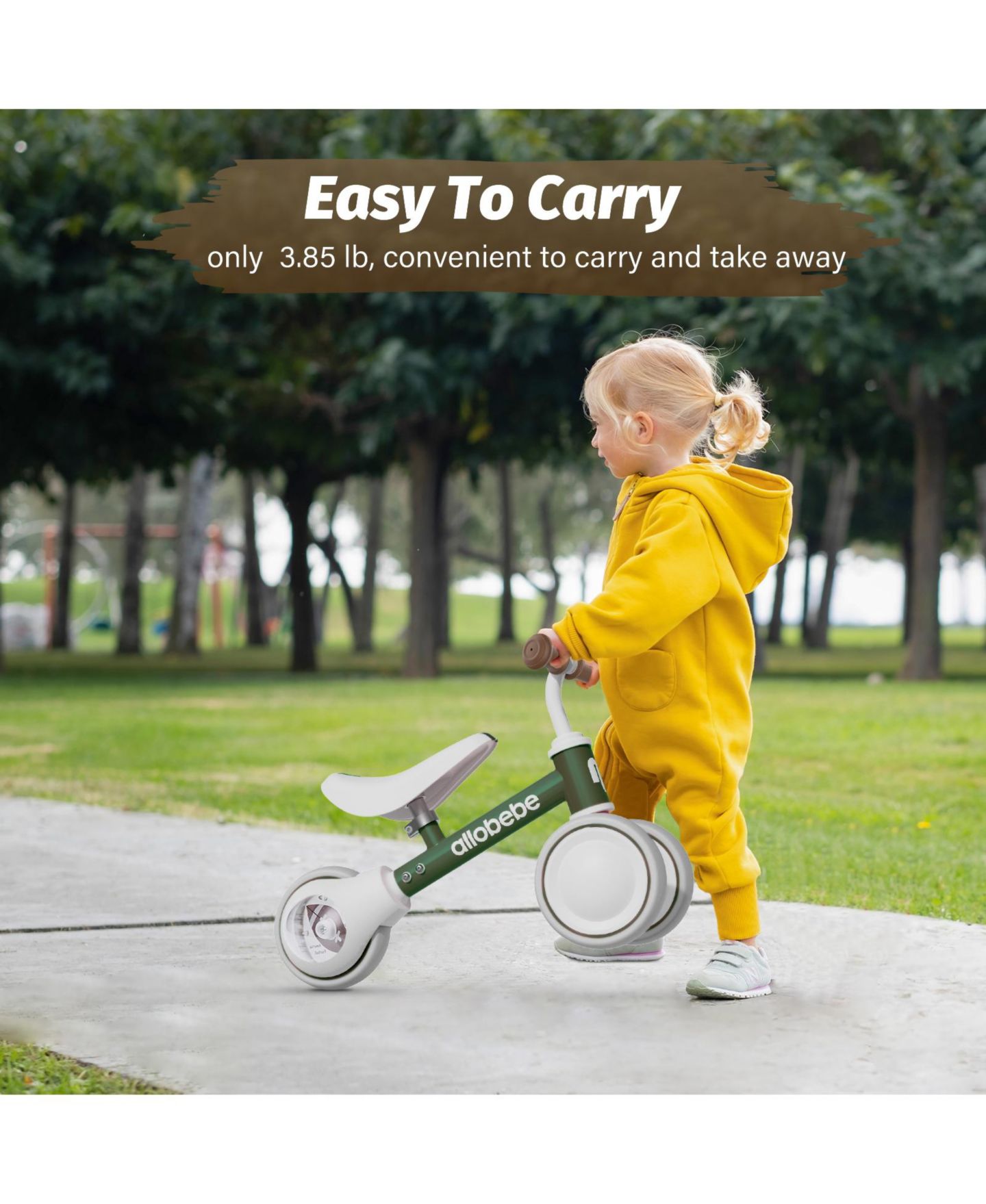 Детская игрушка Allobebe Baby Balance Bike with Adjustable Seat and Silent Wheels, 3-Wheel Ride-On, Ages 1-3, цвет: Зелёный — фото 6