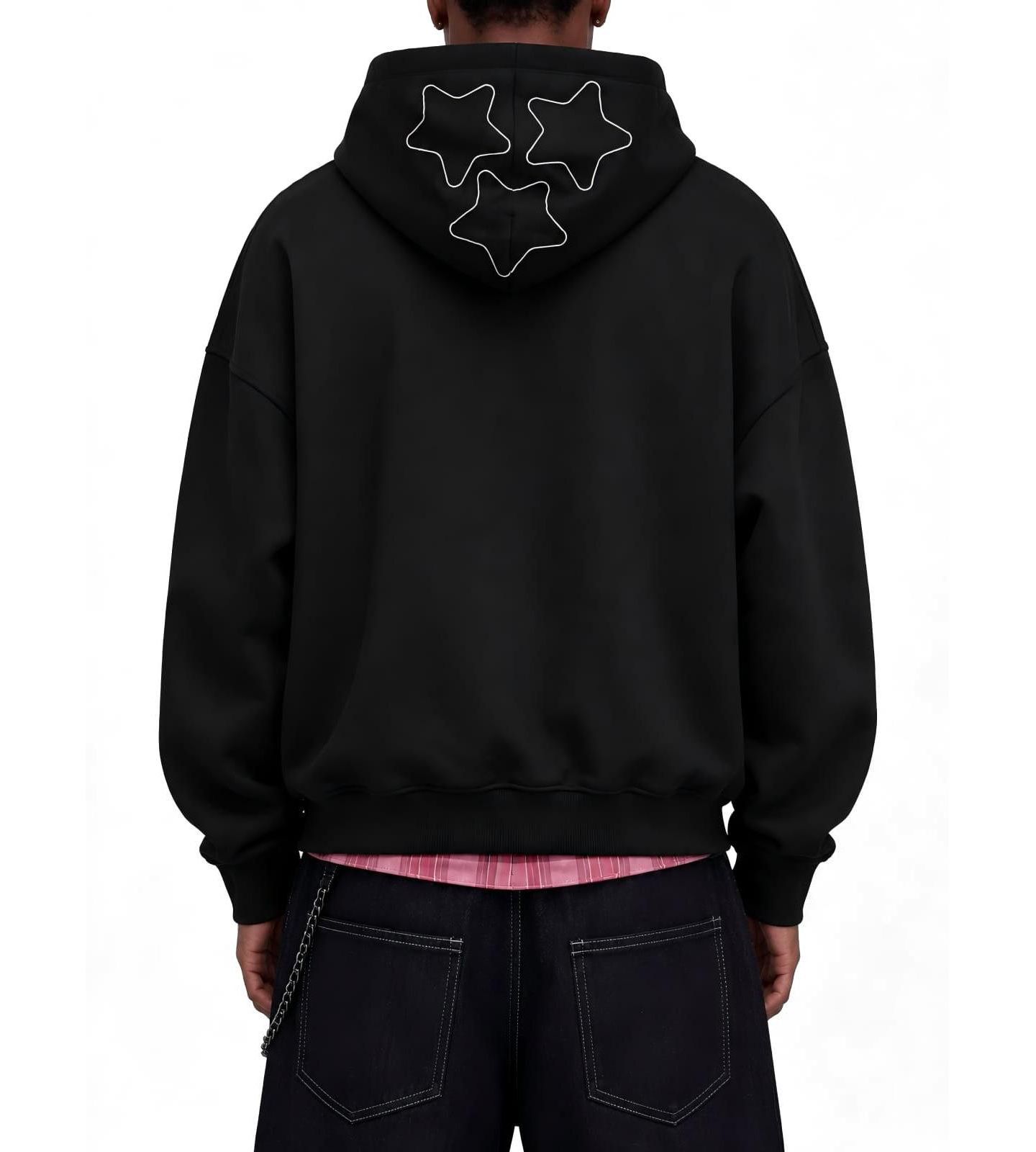 Мужское худи AELFRIC EDEN Boxy Rhinestone Star Pullover, цвет: Чёрный — фото 2