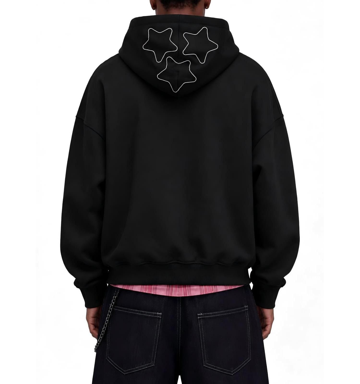 Men's Boxy Rhinestone Star Pullover Hoodie