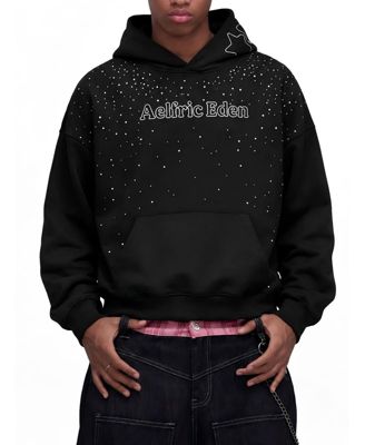Men's Boxy Rhinestone Star Pullover Hoodie