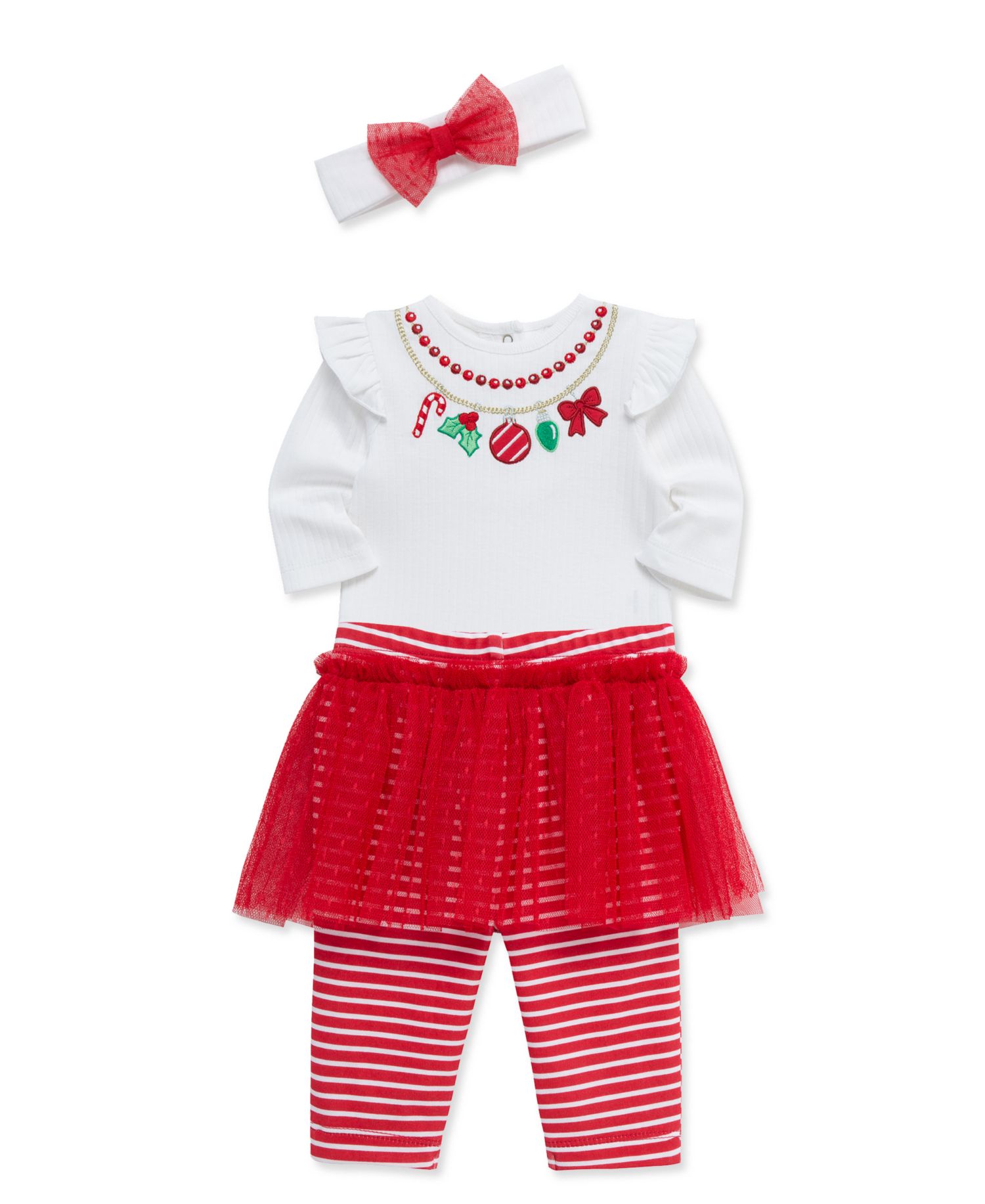 Baby Girls' Necklace Embroidered Bodysuit, Skeggings and Headband, 3-Piece Set
