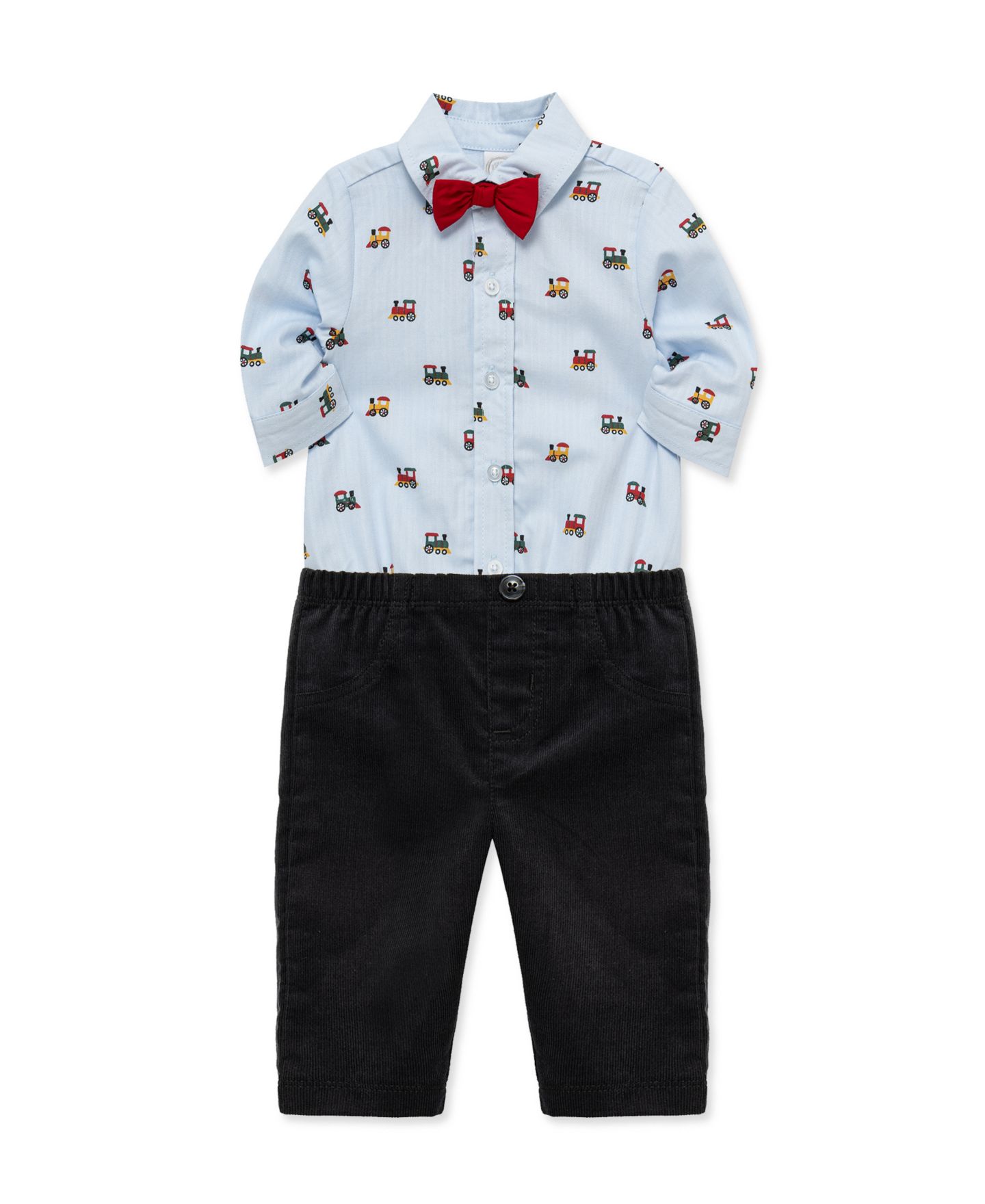 Комплект Little Me Train Print Bodysuit and Pants, 2-Piece Set для мальчиков-малышей, цвет: Синий — фото 3